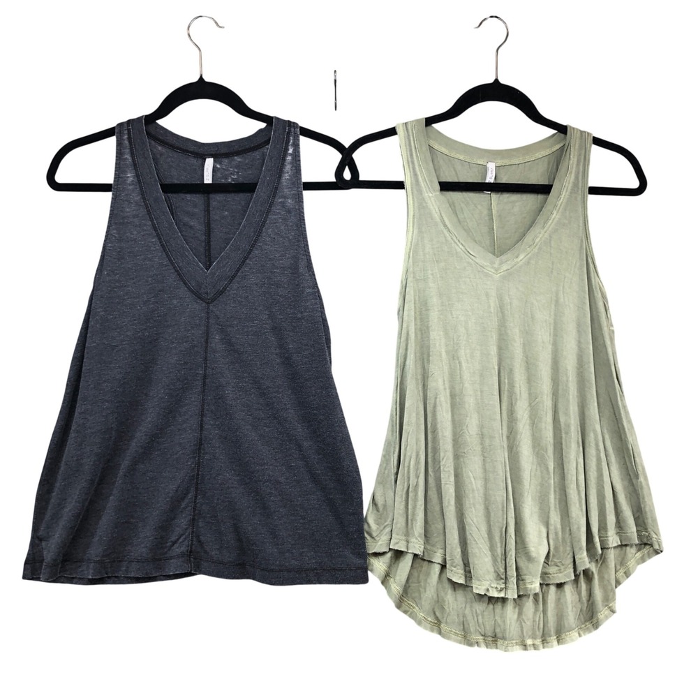 Z Supply Tank Tops Womens Small Gray Green V-Neck Racerback Lot of 2 Casual